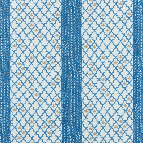 Pergola Trellis Fabric - Cobalt by blue geometric cotton fabric from Designers Guild