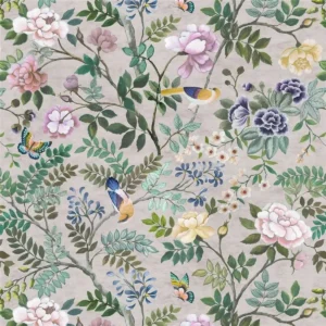 green botanical linen fabric from Designers Guild