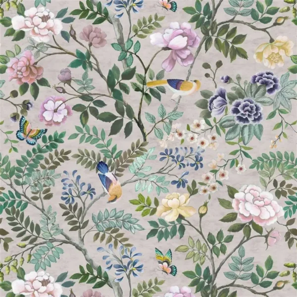 green botanical linen fabric from Designers Guild