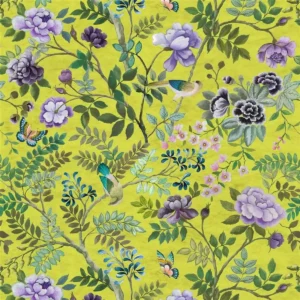 green botanical linen fabric from Designers Guild