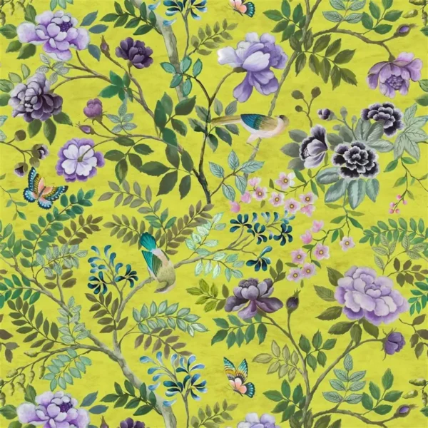 green botanical linen fabric from Designers Guild