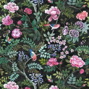 green botanical printed fabric from Designers Guild