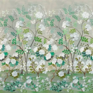 green botanical linen fabric from Designers Guild