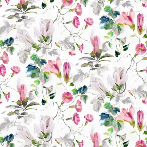 Japanese Magnolia Fabric - Fuchsia by pink botanical cotton fabric from Designers Guild