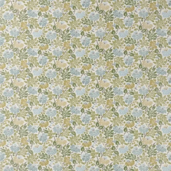 Carlisle Fauna Fabric - Forest by green botanical cotton fabric from Designers Guild