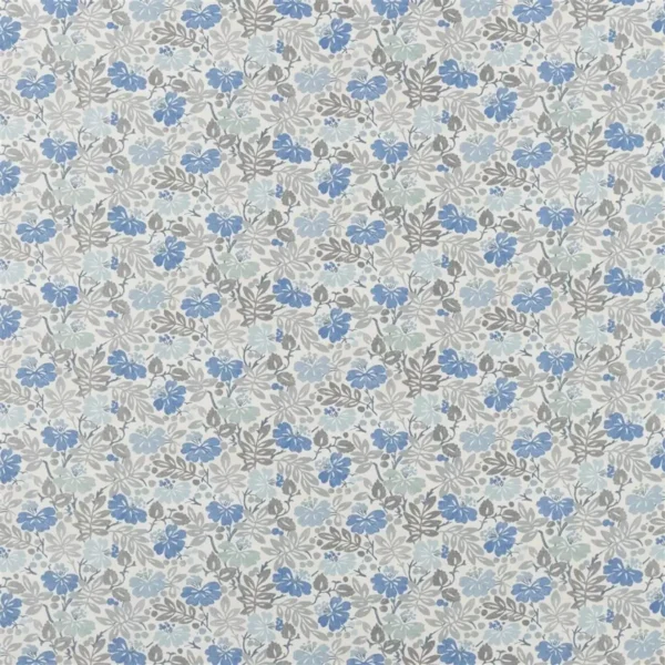 blue botanical cotton fabric from Designers Guild
