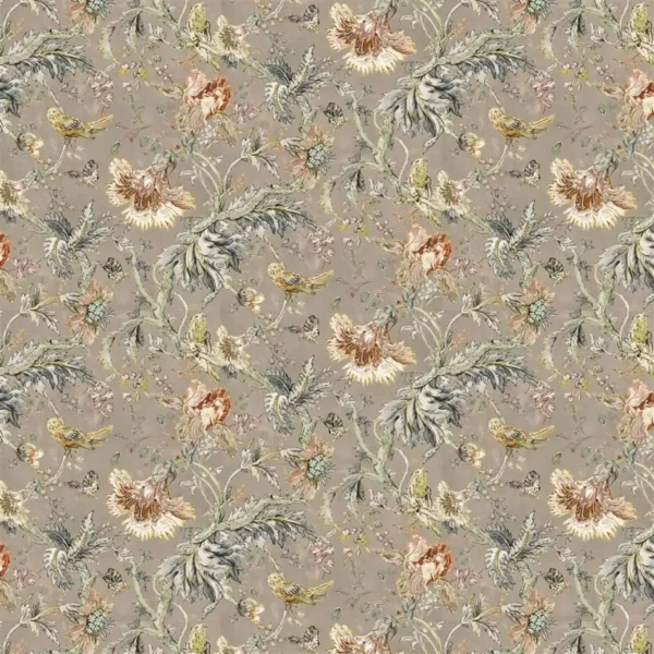 Suffolk Garden Fabric - Birch by neutral animal cotton fabric from Designers Guild