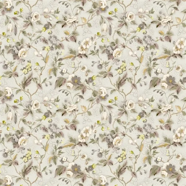 Craven Street Flower Fabric - Birch by neutral botanical cotton fabric from Designers Guild