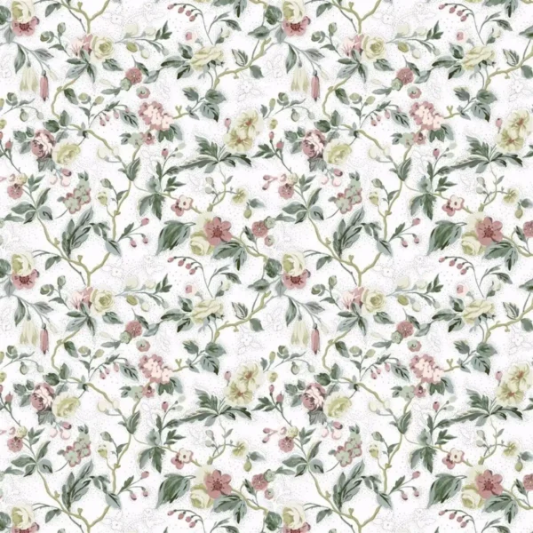 Craven Street Flower Fabric - Vintage Peony by green botanical cotton fabric from Designers Guild