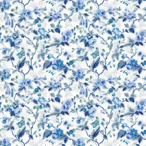 blue botanical cotton fabric from Designers Guild