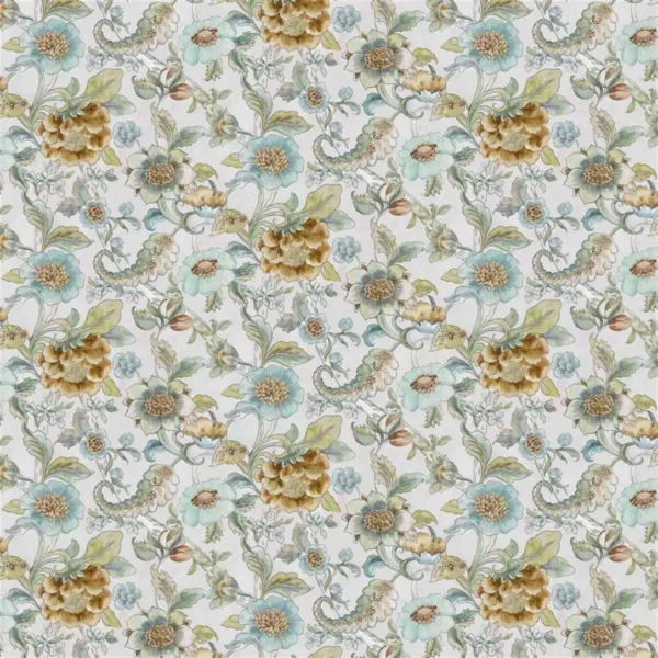 Piccadilly Park Fabric - Forest by yellow botanical cotton fabric from Designers Guild