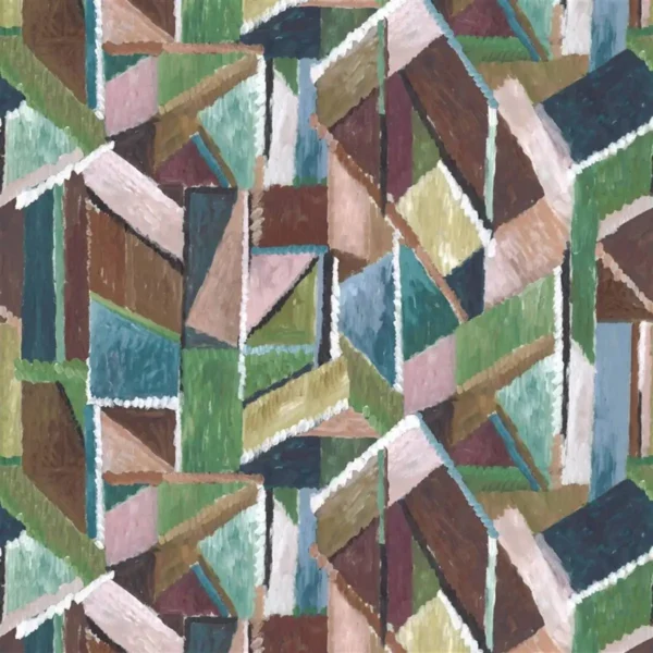 Grafton Fabric - Oak by multicolour geometric cotton fabric from Designers Guild