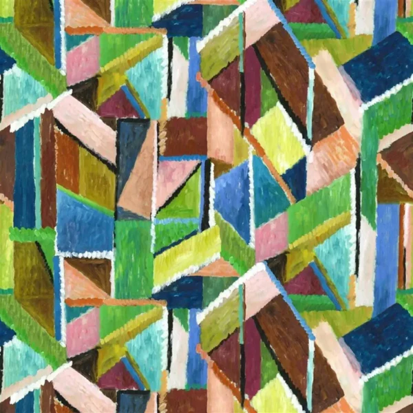 Grafton Fabric - Forest by multicolour geometric cotton fabric from Designers Guild