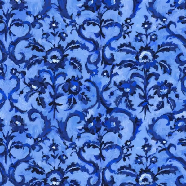 Guerbois Fabric - Cobalt by blue traditional printed fabric from Designers Guild