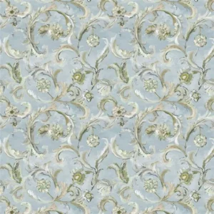 blue botanical cotton fabric from Designers Guild