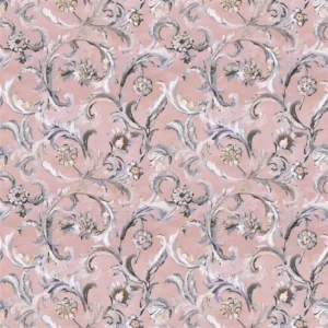 pink botanical cotton fabric from Designers Guild