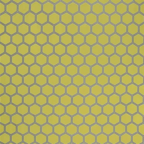 yellow geometric embroideried fabric from Designers Guild