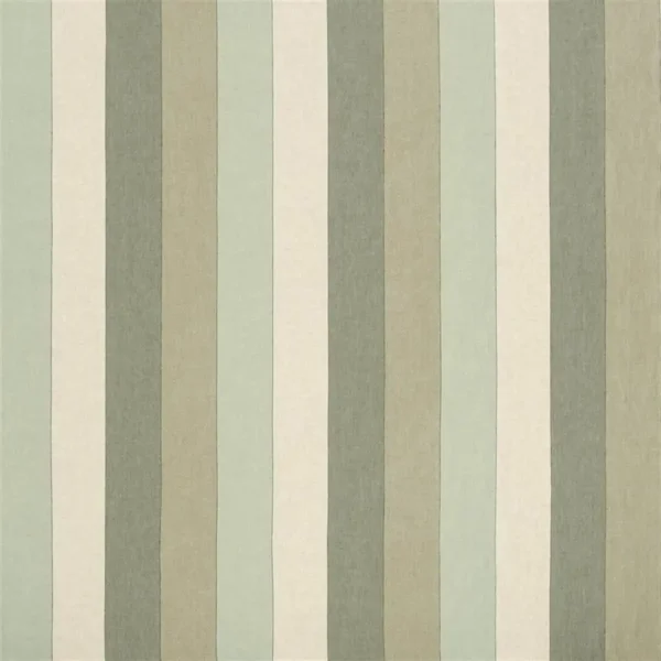 Brera Gessato Fabric - Jade by green striped linen fabric from Designers Guild