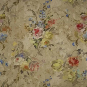 multicolour botanical linen fabric from Designers Guild