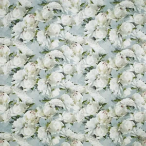 blue botanical linen fabric from Designers Guild