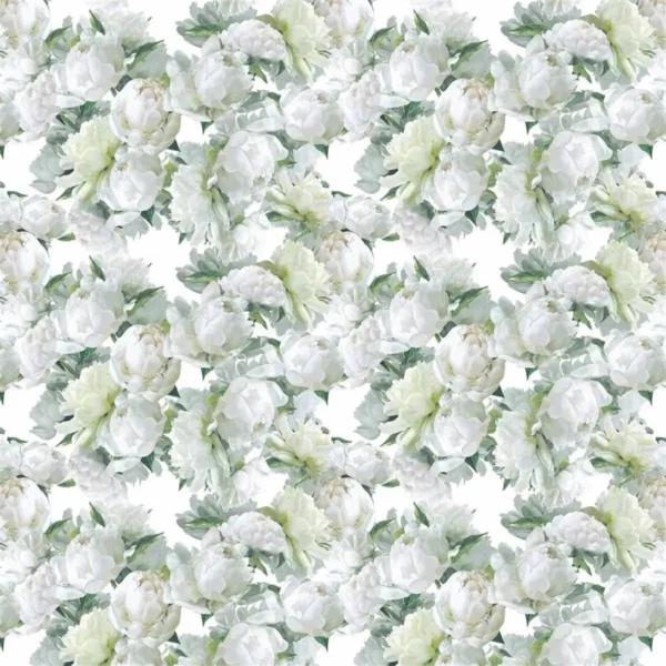 Peonia Fabric - Chartreuse by green botanical cotton fabric from Designers Guild
