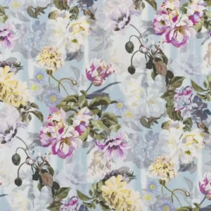 blue botanical cotton fabric from Designers Guild