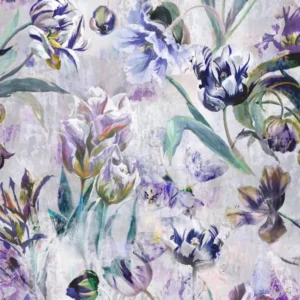 purple botanical cotton fabric from Designers Guild
