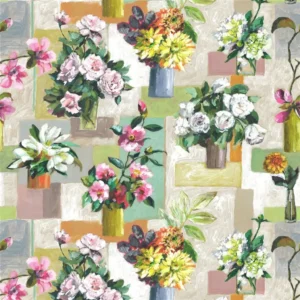 multicolour botanical cotton fabric from Designers Guild