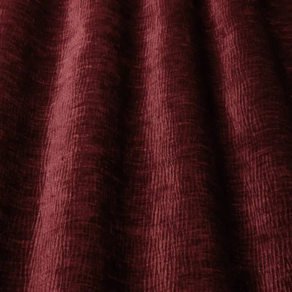Tresco Fabric - Wine by red plain velvet-chenille fabric from iLiv
