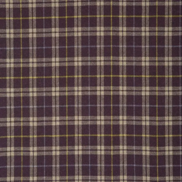 Samphrey Fabric - Strathaven by purple checked woolen fabric from Linwood Fabrics
