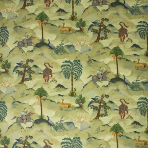 green animal velvet-chenille fabric from Linwood Fabrics