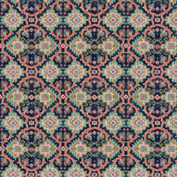 blue geometric velvet-chenille fabric from Linwood Fabrics