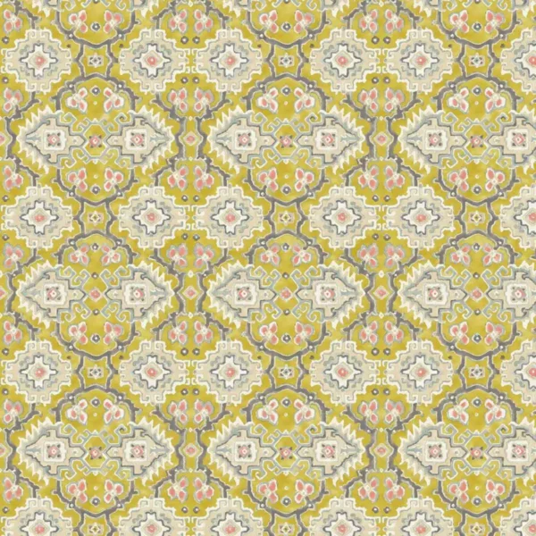 Kami Fabric - Chartreuse by yellow geometric velvet-chenille fabric from Linwood Fabrics