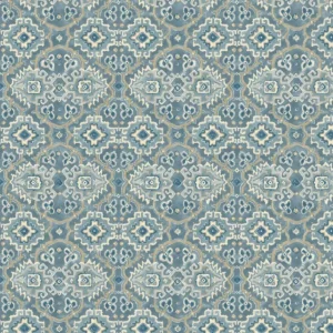 blue geometric velvet-chenille fabric from Linwood Fabrics