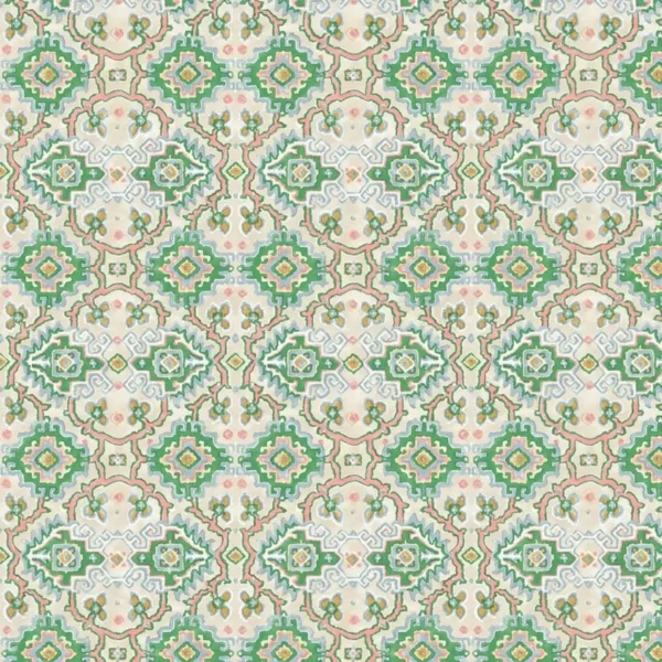 Kami Fabric - Emerald by green geometric velvet-chenille fabric from Linwood Fabrics