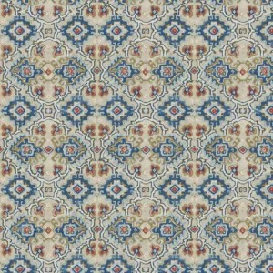 blue geometric velvet-chenille fabric from Linwood Fabrics