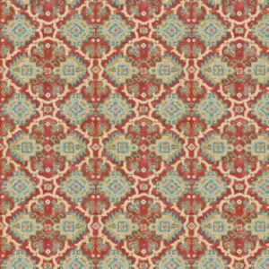 red geometric velvet-chenille fabric from Linwood Fabrics