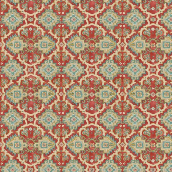 Kami Fabric - Chilli by red geometric velvet-chenille fabric from Linwood Fabrics