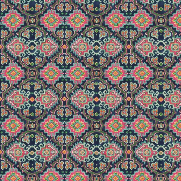Kami Fabric - Tropicana by multicolour geometric velvet-chenille fabric from Linwood Fabrics