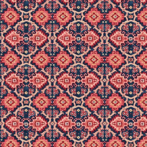Kami Fabric - Persian by red geometric velvet-chenille fabric from Linwood Fabrics