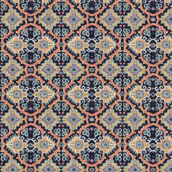 blue geometric velvet-chenille fabric from Linwood Fabrics