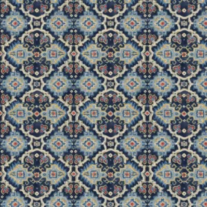 blue geometric velvet-chenille fabric from Linwood Fabrics