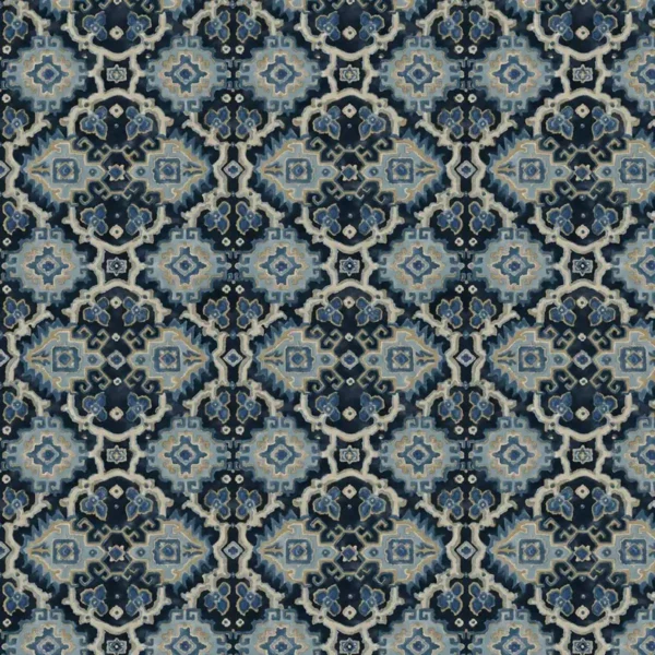 blue geometric velvet-chenille fabric from Linwood Fabrics