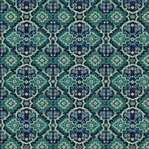 blue geometric velvet-chenille fabric from Linwood Fabrics