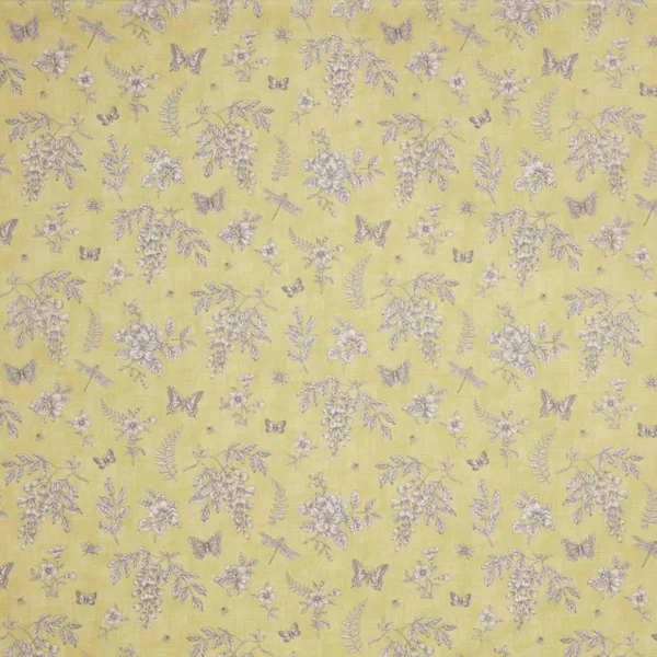 Summerby Fabric - Cornsilk by yellow botanical cotton fabric from iLiv
