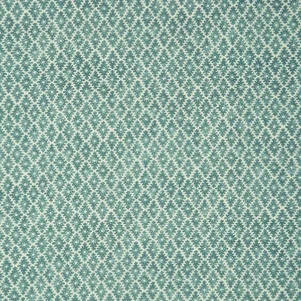 Ashfield Fabric - Turquoise by blue spotted linen fabric from Linwood Fabrics