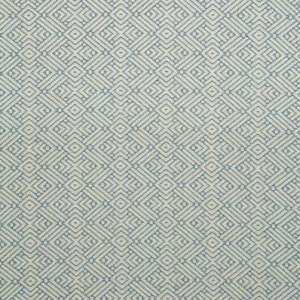Tanuki Fabric - Sapphire by blue geometric linen fabric from Linwood Fabrics
