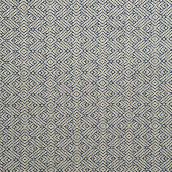 Tanuki Fabric - Indigo by blue geometric linen fabric from Linwood Fabrics
