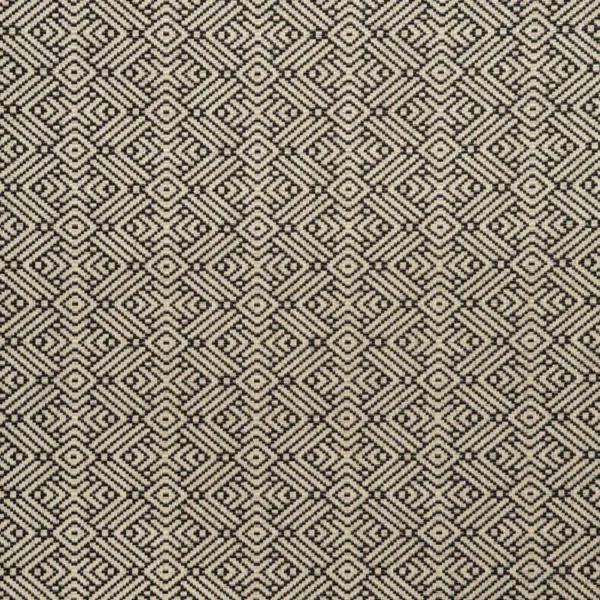 Tanuki Fabric - Onyx by black-grey geometric linen fabric from Linwood Fabrics