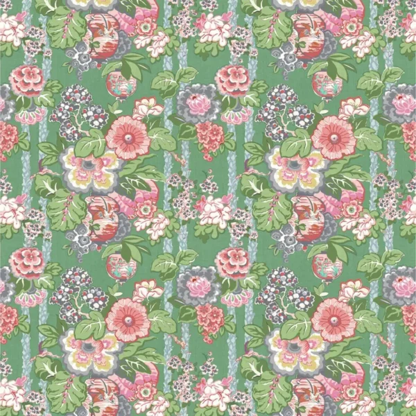 green botanical linen fabric from Linwood Fabrics